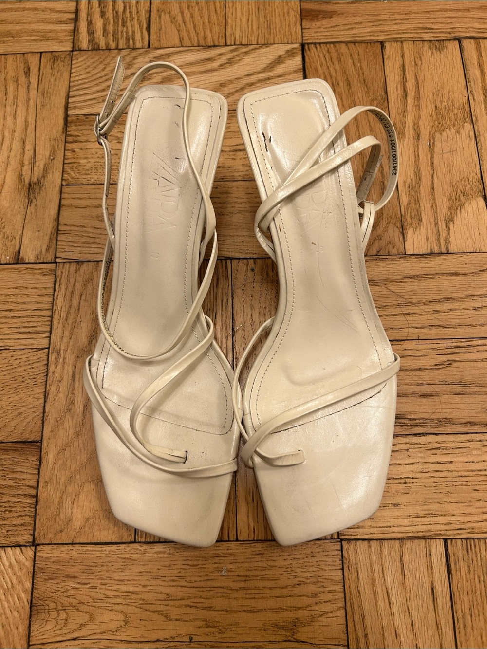 Zara Strappy Square-Toe Heels